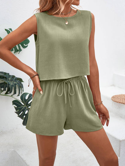 Wholesalesir - Temperament Sleeveless Top Shorts Set