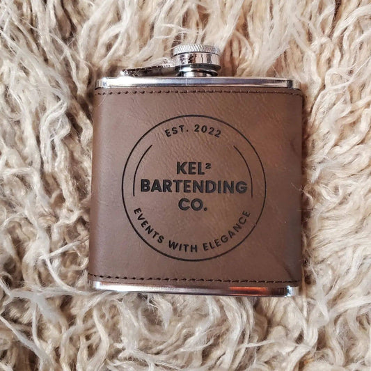 The Rural Home - Custom Engraved Leatherette Flask – Custom Wholesale Gift