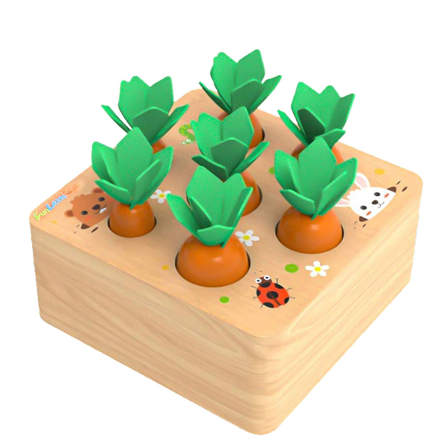 Fun Little Toys - Educational Wooden Toys Carrots Harvest Shape Size Sorting