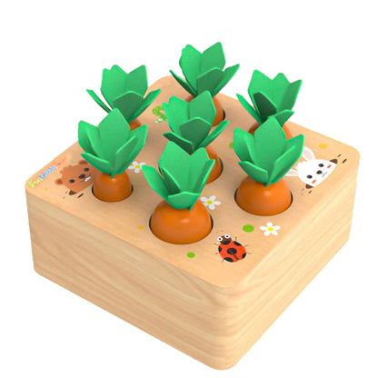 Fun Little Toys - Educational Wooden Toys Carrots Harvest Shape Size Sorting