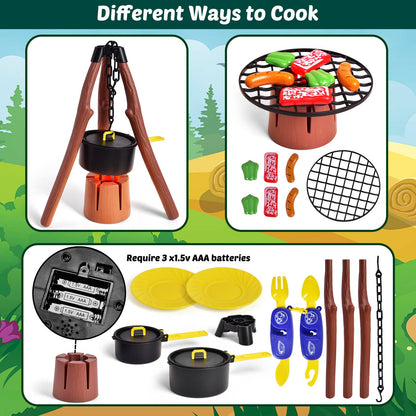 Fun Little Toys - 22 PCS Camping Tent Set with Cooking Facilities