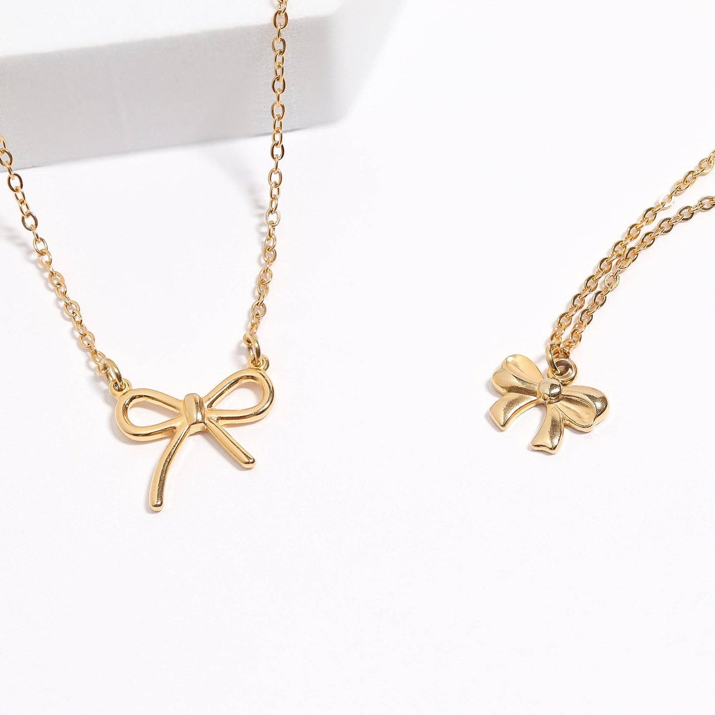 WJW - 18K Gold PVD Stainless Steel Ribbon Bow Charm