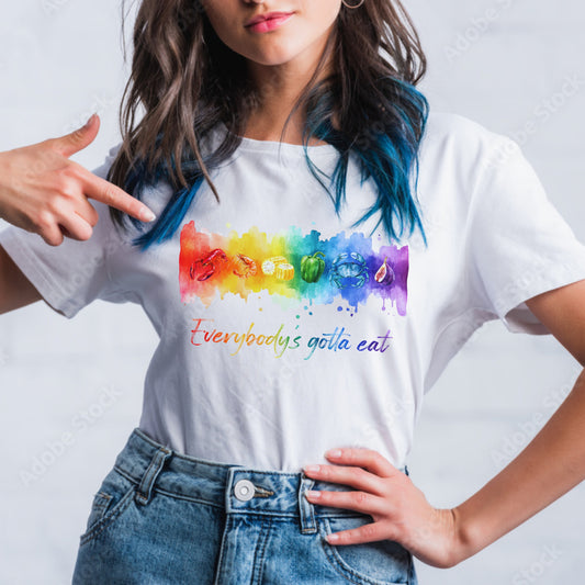 "Everybody's Gotta Eat" Food Rainbow T-Shirt