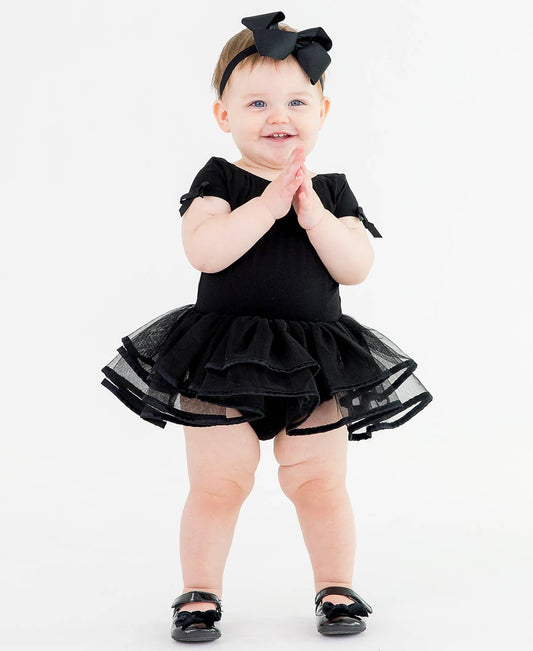 RuffleButts + RuggedButts - Girls Black Ballet Tutu Dance Leotard