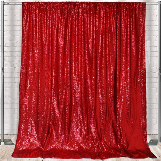 YOUR CHAIR COVERS - Glitz Sequin on Taffeta Drape/Backdrop 14 ft x 104 Inches Red