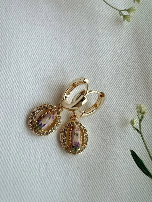 Harleigh Leonards Designs - Our Lady in Lavender Dainty Dangle Earrings
