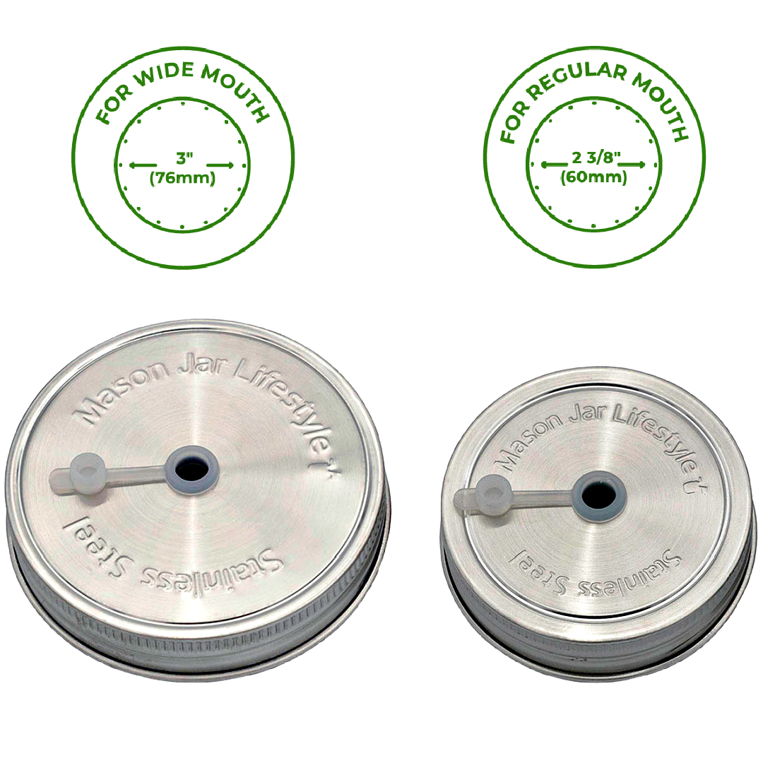 Mason Jar Lifestyle - Stainless Steel Straw Hole Tumbler Lids for Mason Jars