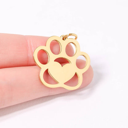 WJW - 18K Gold PVD Stainless Steel Blank Paw Print Pet Tag