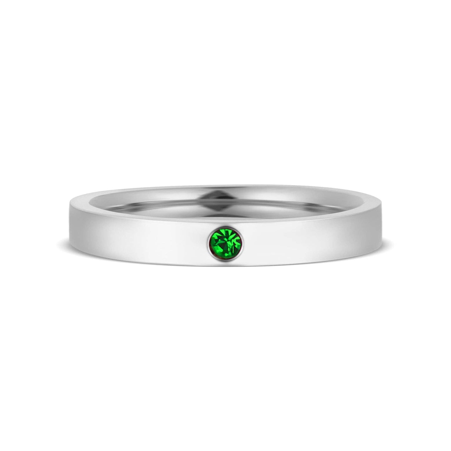 WJW - Stainless Steel Birthstone Engravable Stacking Ring
