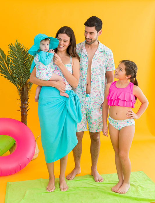 RuffleButts + RuggedButts - Women's Bright Aqua Convertible Sarong