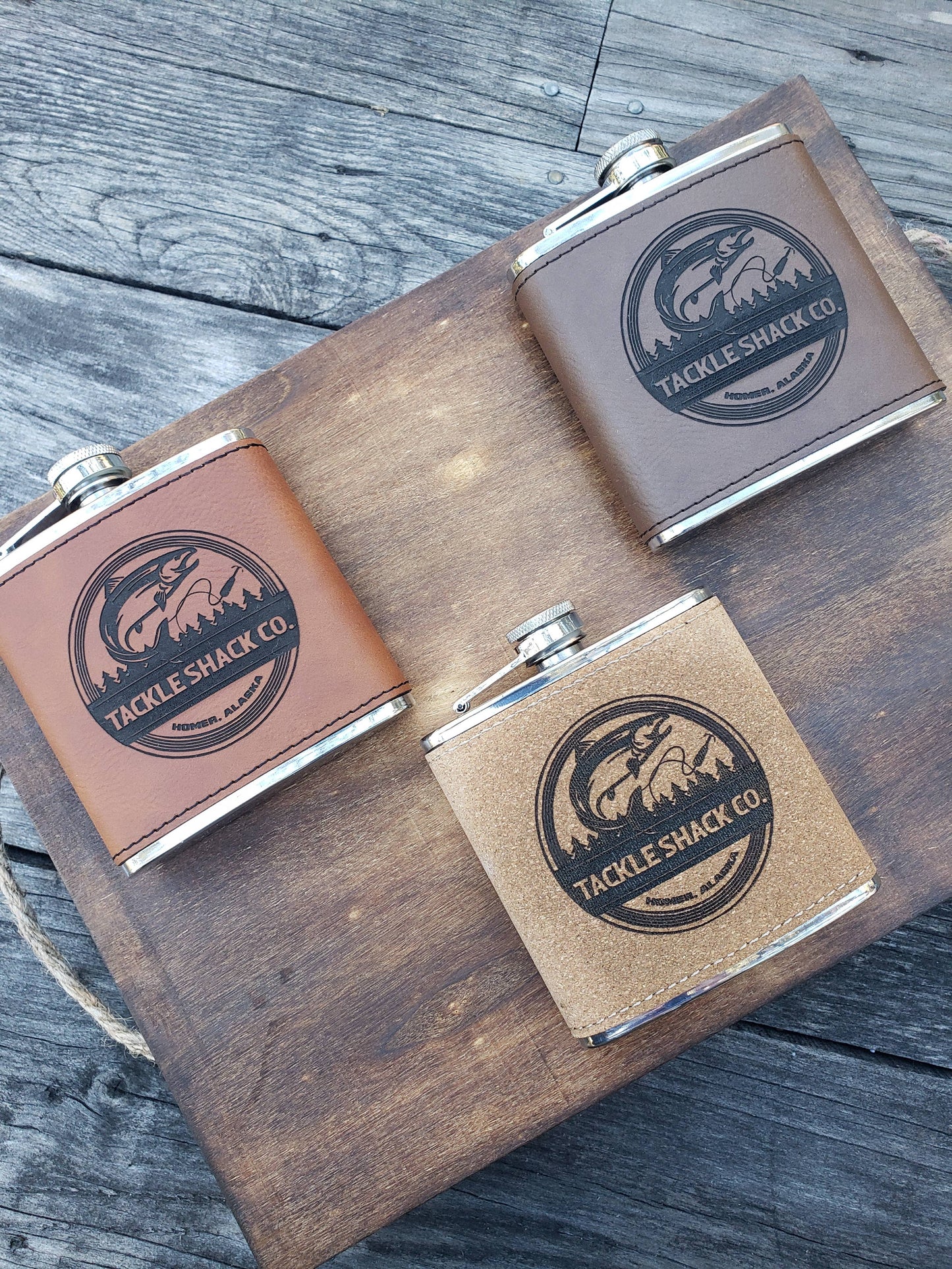 The Rural Home - Custom Engraved Leatherette Flask – Custom Wholesale Gift