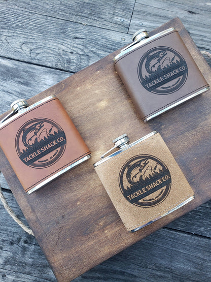 The Rural Home - Custom Engraved Leatherette Flask – Custom Wholesale Gift