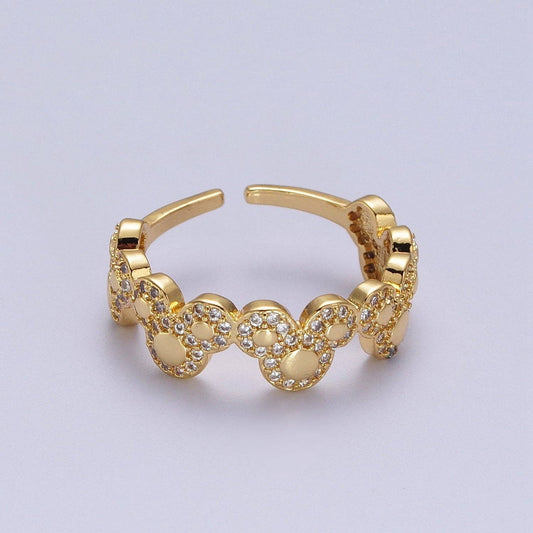 Aim Eternal - Clear Micro Paved CZ Mouses Adjustable Gold Ring | O-185