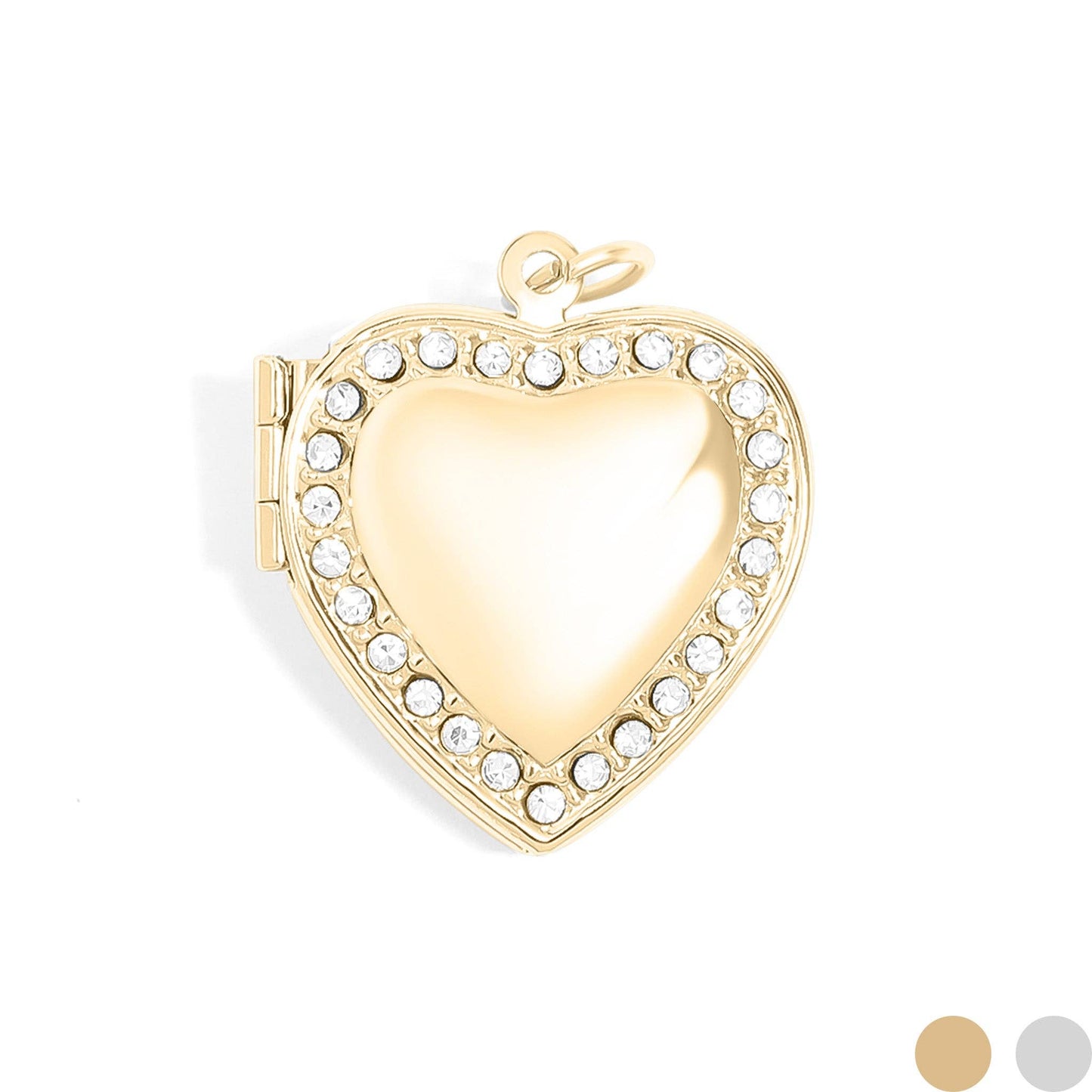 WJW - 18K Gold PVD Stainless Steel Heart Locket with Stones