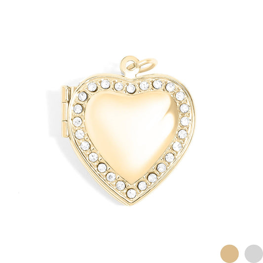 WJW - 18K Gold PVD Stainless Steel Heart Locket with Stones