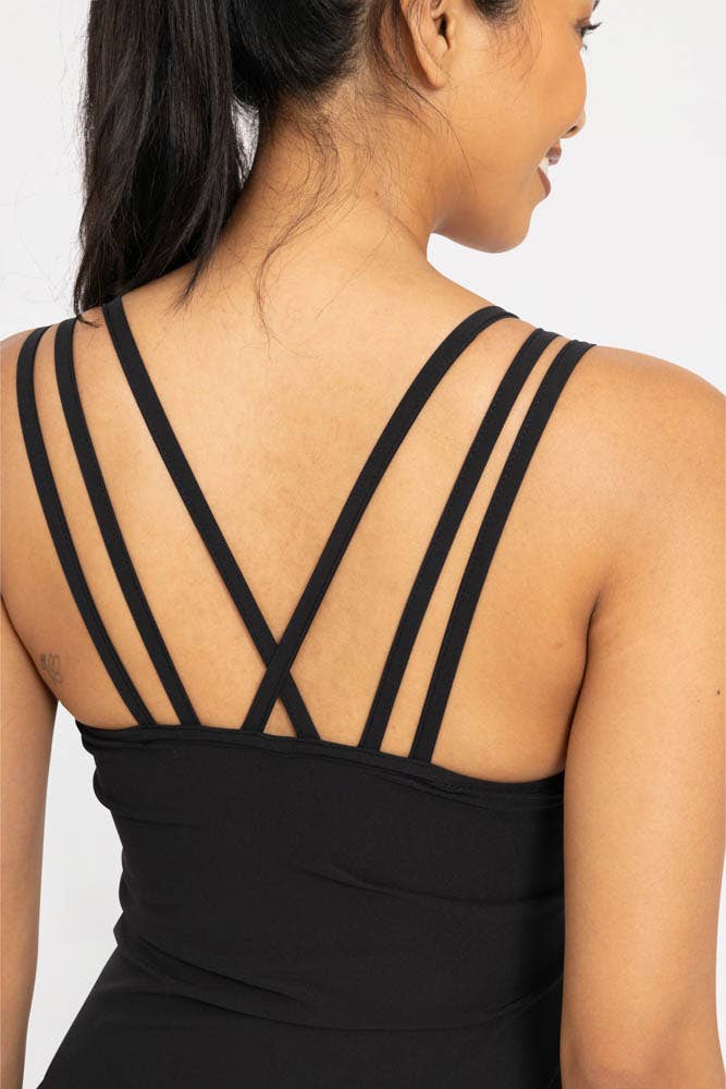 Mono B - CRISS-CROSS SQUARE NECKLINE ACTIVE DRESS