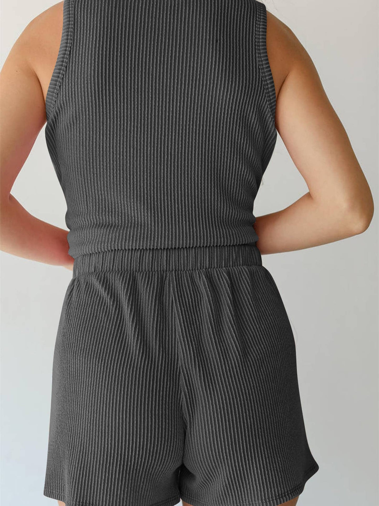Wholesalesir - Sleeveless Vest Shorts Striped Two-piece Set