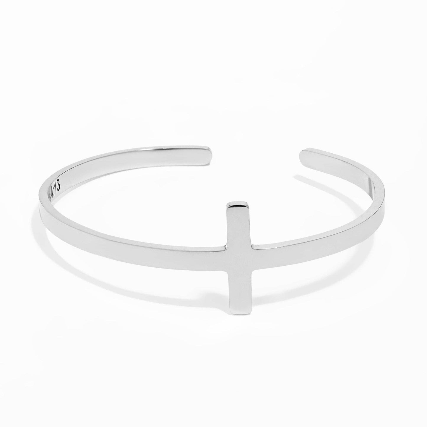 WJW - Stainless Steel Cross Cuff Bracelet with Christian Scripture Philippians 4:13