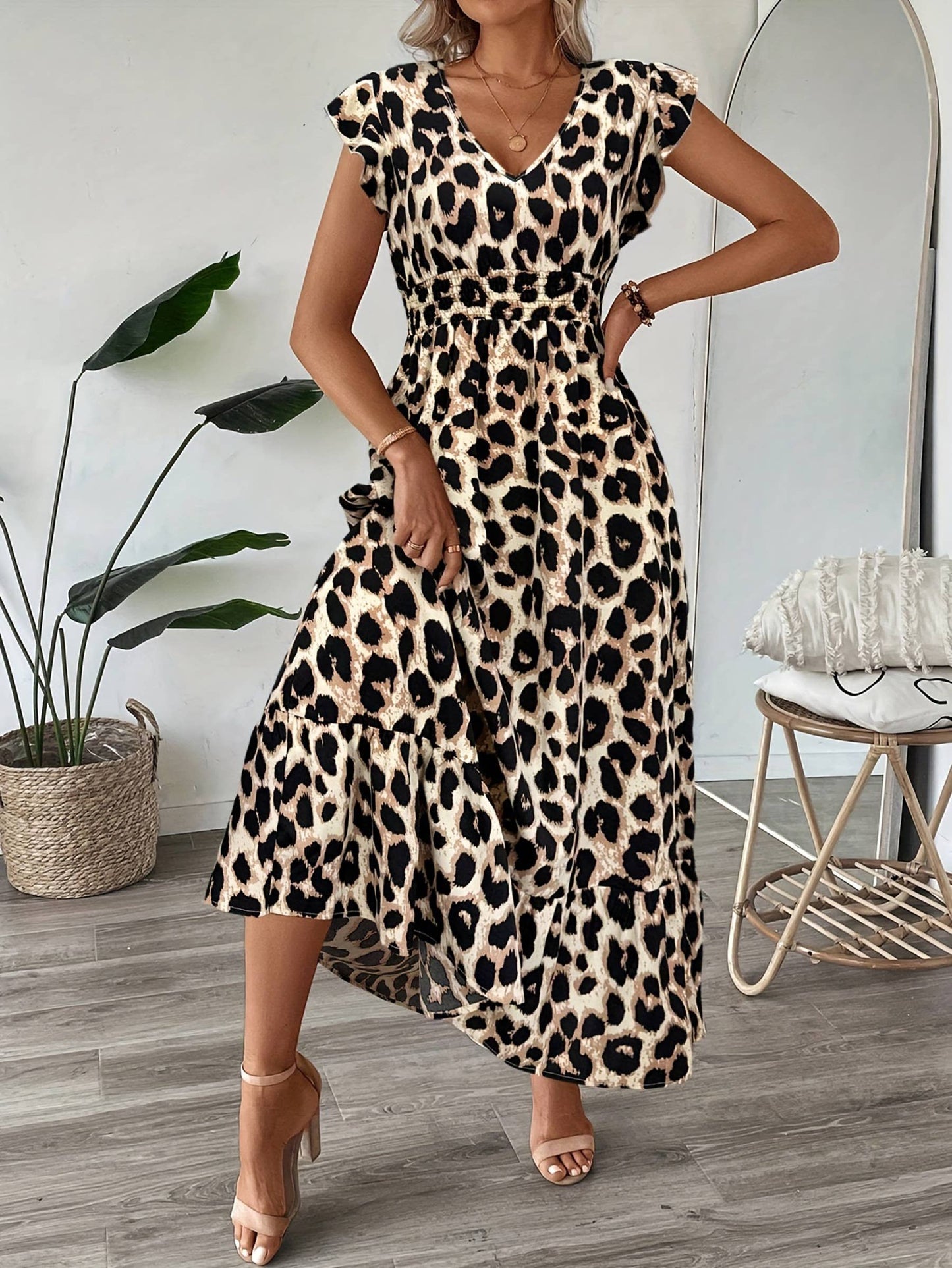Wholesalesir - Printed Leopard Print Hugging Dress