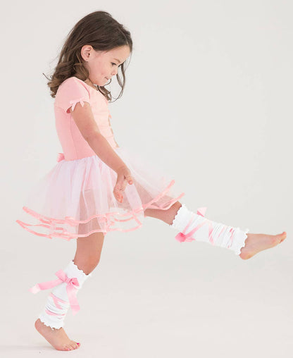 RuffleButts + RuggedButts - Girls White Ballet Bow Leg Warmers