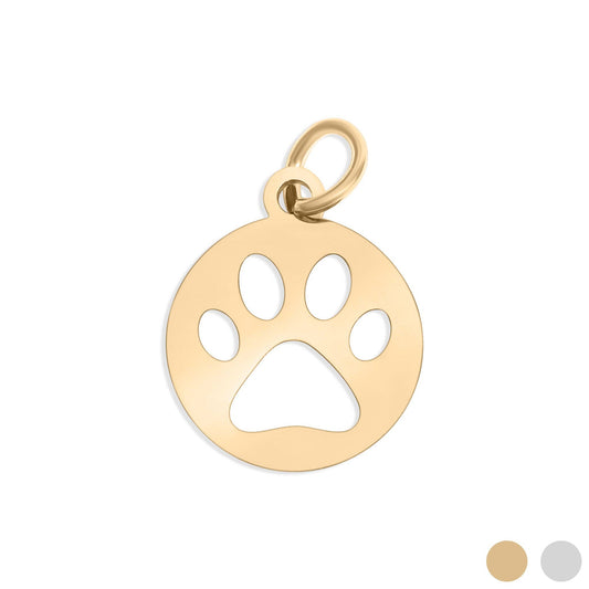 WJW - 18K Gold PVD Stainless Steel Paw Print Charm