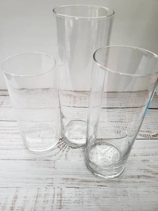 Jaz Body Essentials - Glass Cylinder Pillar Candle Holders - 3 Set