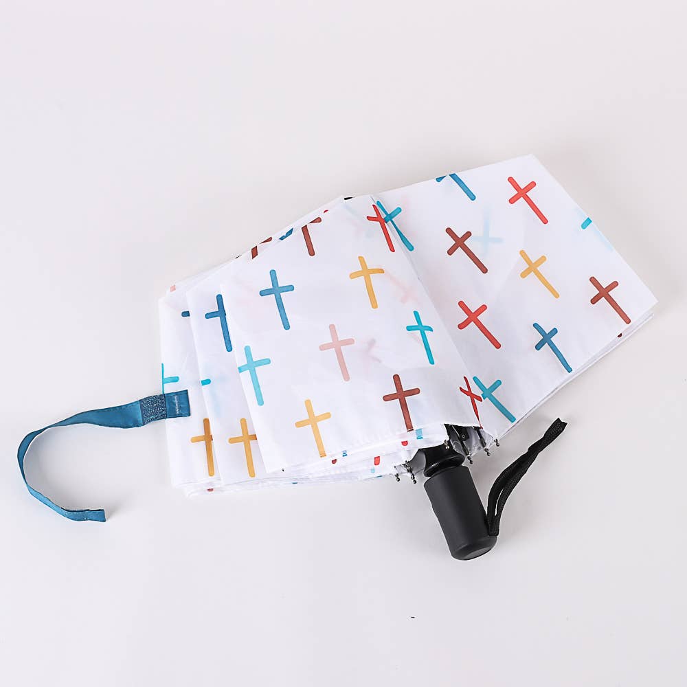 Swanson Christian Products - Compact Umbrella - Colorful Crosses