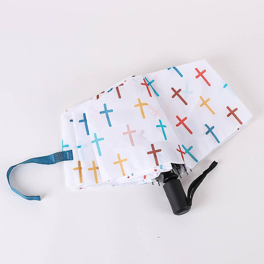 Swanson Christian Products - Compact Umbrella - Colorful Crosses