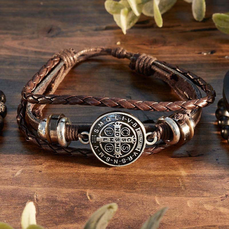 Christian Brands Catholic - Brown Bracelet With Metal