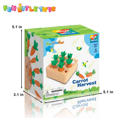 Fun Little Toys - Educational Wooden Toys Carrots Harvest Shape Size Sorting
