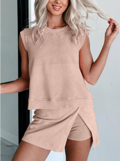 Wholesalesir - Sleeveless Top and Short Skirt Two Piece Set