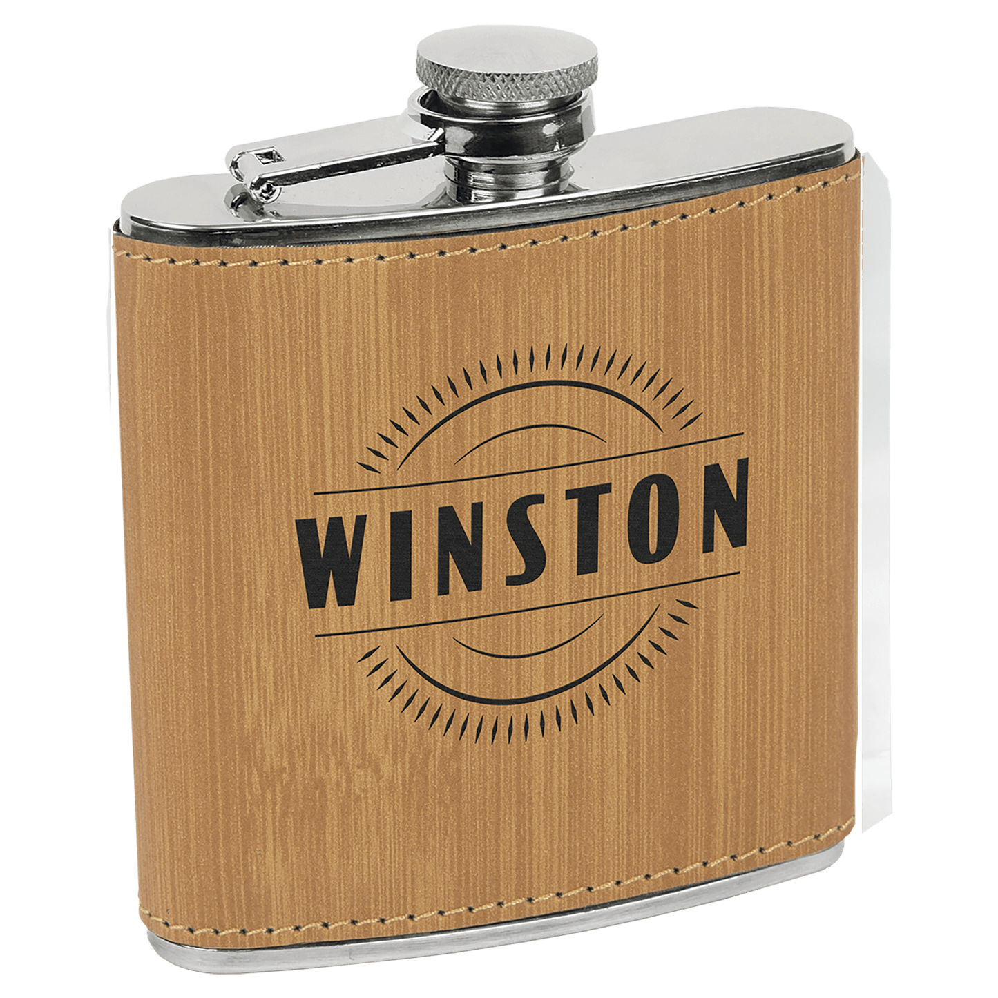 The Rural Home - Custom Engraved Leatherette Flask – Custom Wholesale Gift