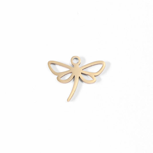 WJW - 18K Gold PVD Stainless Steel Dainty Dragonfly Charm