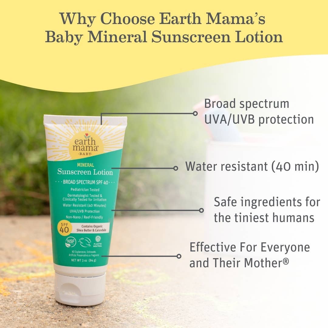 Earth Mama Organics - Baby Mineral Sunscreen Lotion - SPF 40