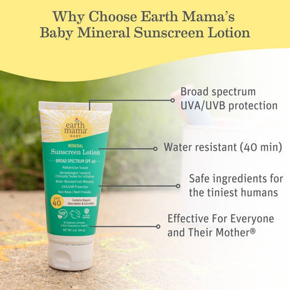 Earth Mama Organics - Baby Mineral Sunscreen Lotion - SPF 40