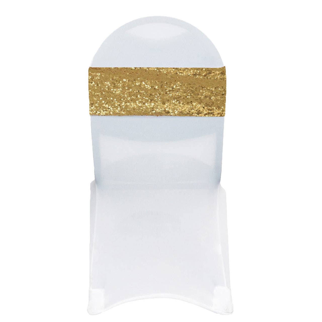 YOUR CHAIR COVERS - Stretch Spandex Glitz Sequin Bands Gold (Pack of 10)