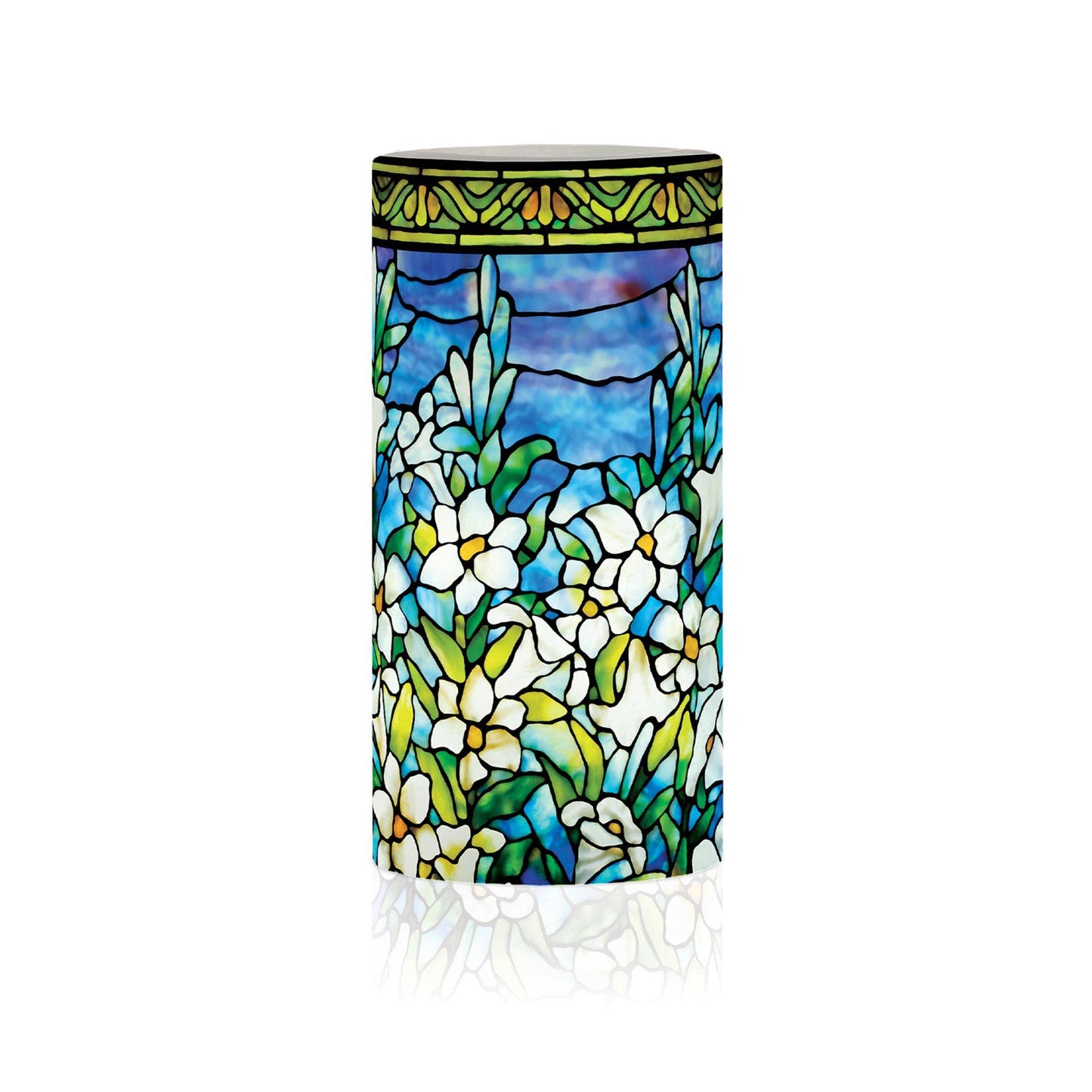 RainCaper - 6 in. LED Flameless Wax Candle - Tiffany "Field of Lilies"
