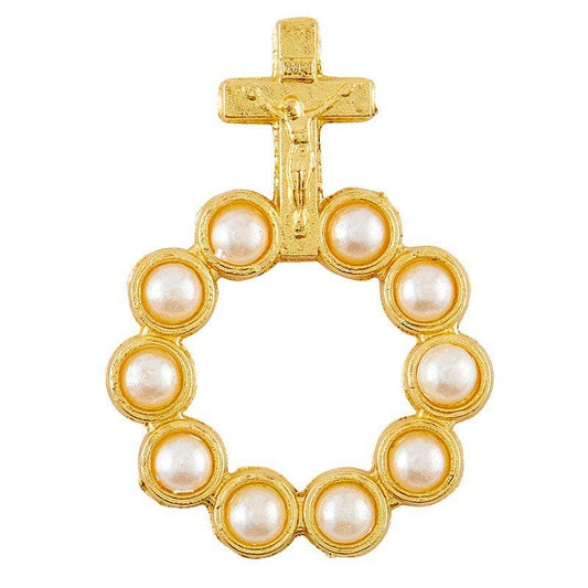 Christian Brands Catholic - Crucifix W Pearls Rosary Ring
