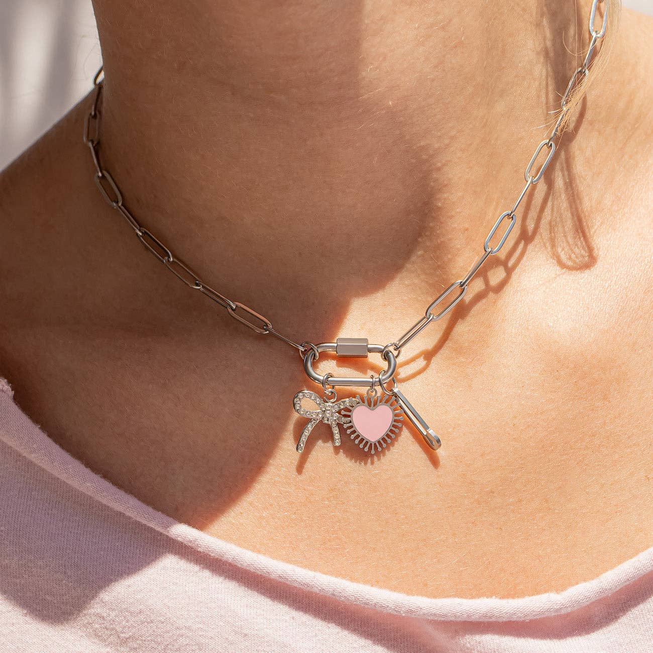 WJW - 18K Gold PVD Paperclip Carabiner Necklace