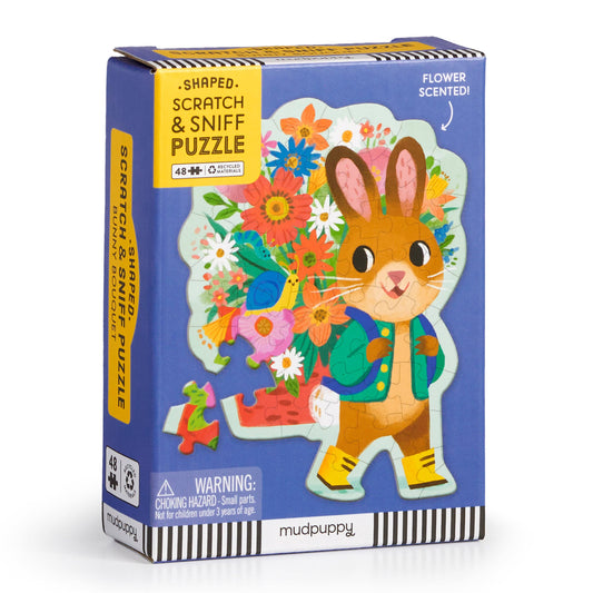 Chronicle Books - Bunny Bouquet 48 Piece Scratch & Sniff Shaped Mini Puzzle