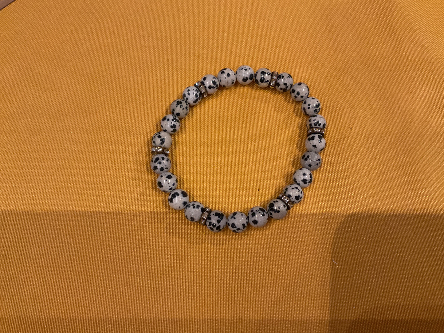 Dalmatian jasper bead bracelet