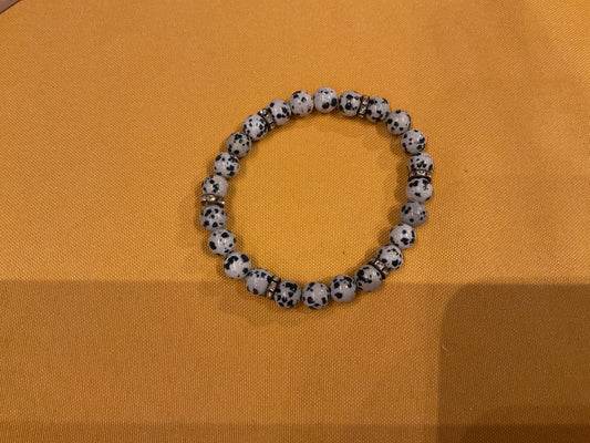 Dalmatian jasper bead bracelet