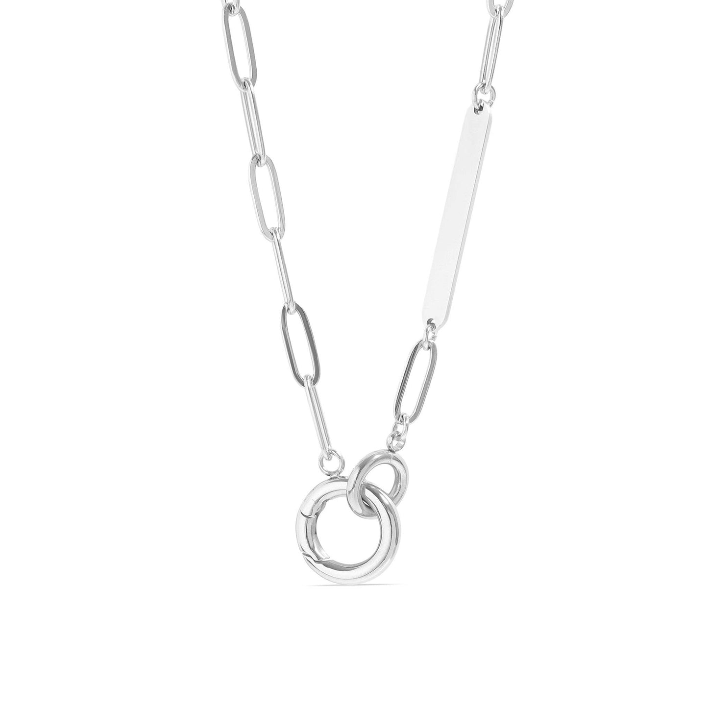 WJW - 18K Gold PVD Engravable Paperclip Charm Holder Necklace