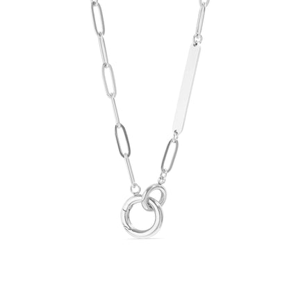 WJW - 18K Gold PVD Engravable Paperclip Charm Holder Necklace