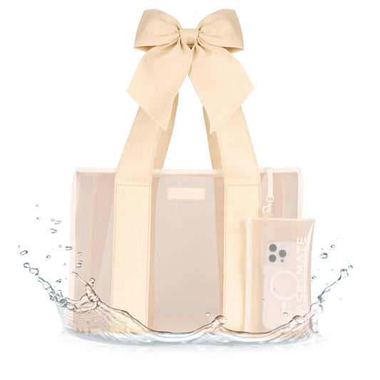 Case-Mate - Special Edition Bow Ecru Raffia Beach Tote With Phone Pouch