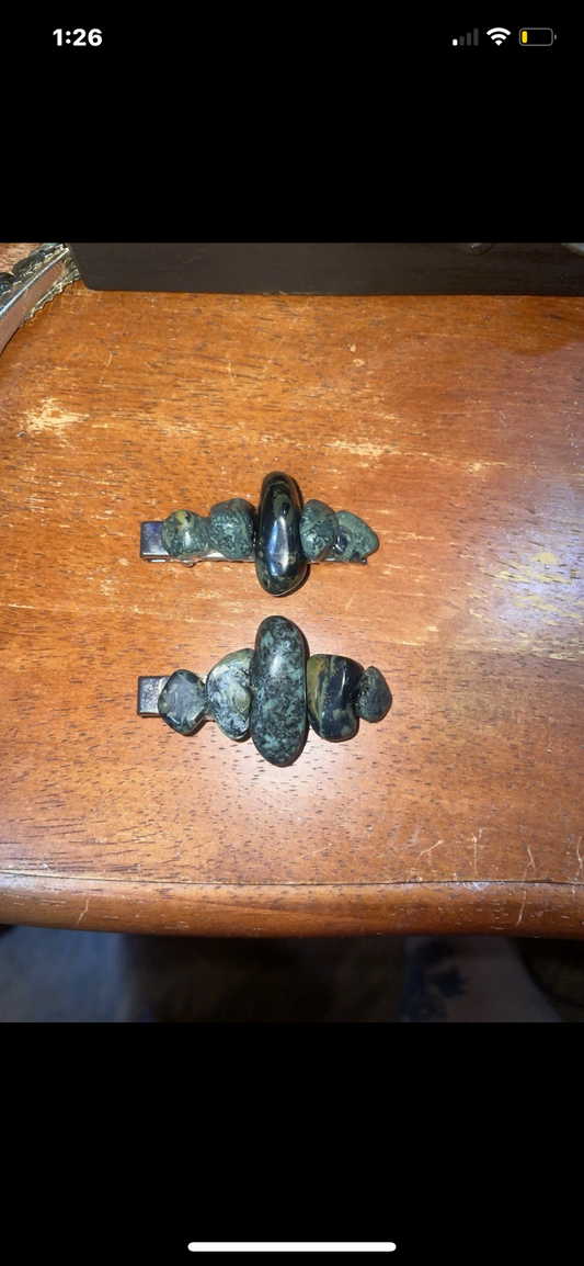 kombaba jasper metal hair clips