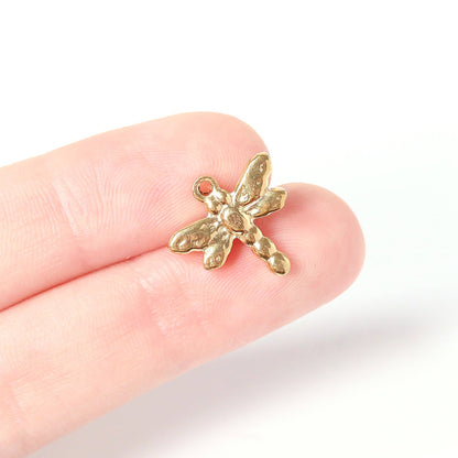 WJW - 18K Gold PVD Stainless Steel Dragonfly Charm