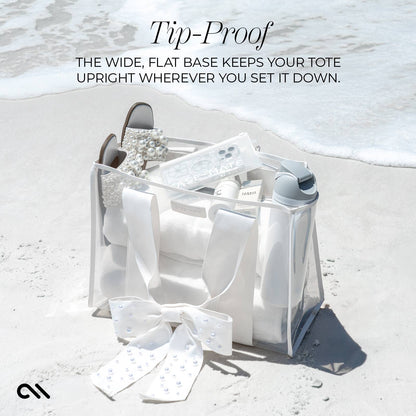 Case-Mate - Special Edition Bow Ivory Pearl Beach Tote With Phone Pouch