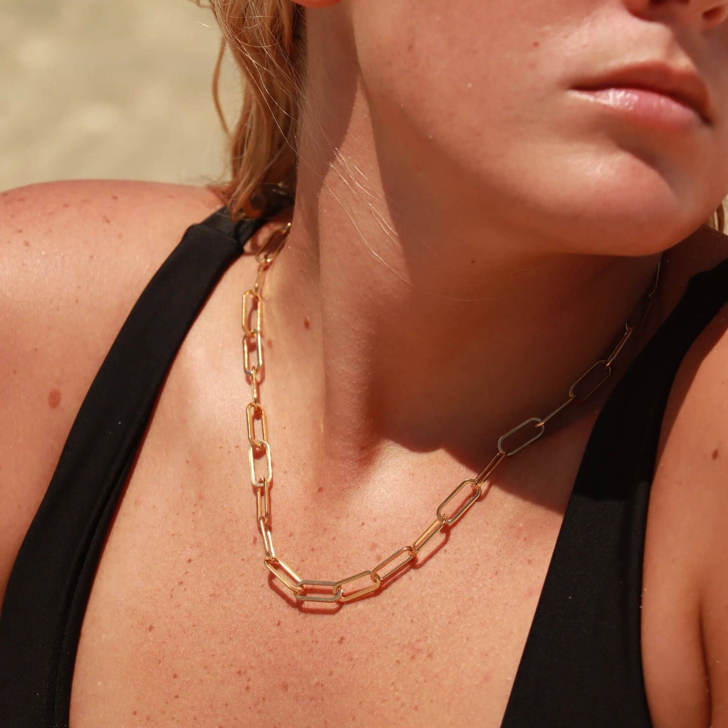 WJW - 18K Gold Paperclip Chain Necklace