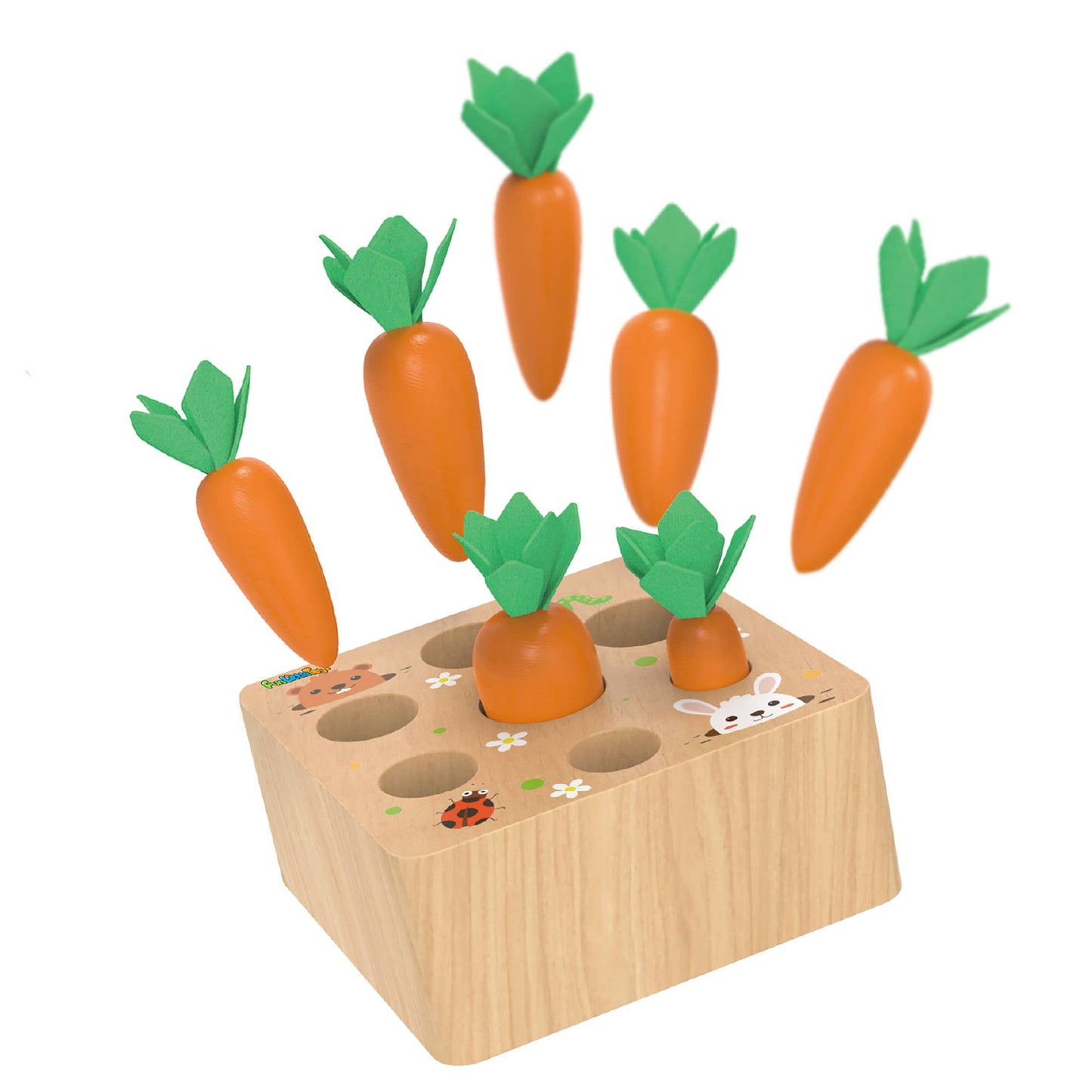 Fun Little Toys - Educational Wooden Toys Carrots Harvest Shape Size Sorting